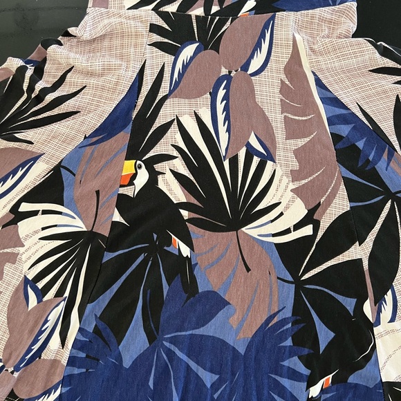 Dress tropical vacation toucan print V neck faux wrap front size Med Brazil - Picture 9 of 16